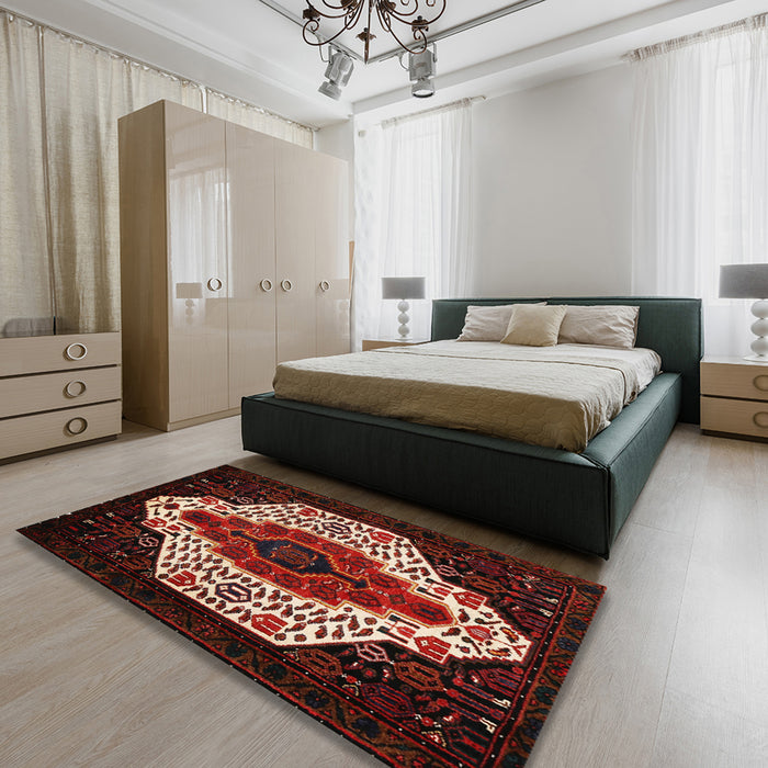 Traditional Sienna Brown Persian Rug in a Bedroom, tr209