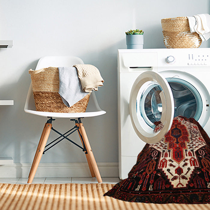 Machine Washable Traditional Sienna Brown Rug in a Washing Machine, wshtr209