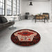 Round Traditional Sienna Brown Persian Rug in a Office, tr209