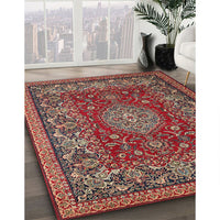 Traditional Orange Salmon Pink Medallion Rug, tr20