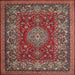 Square Traditional Orange Salmon Pink Medallion Rug, tr20