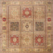 Round Machine Washable Traditional Sand Brown Rug, wshtr2100