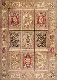 Machine Washable Traditional Sand Brown Rug, wshtr2100