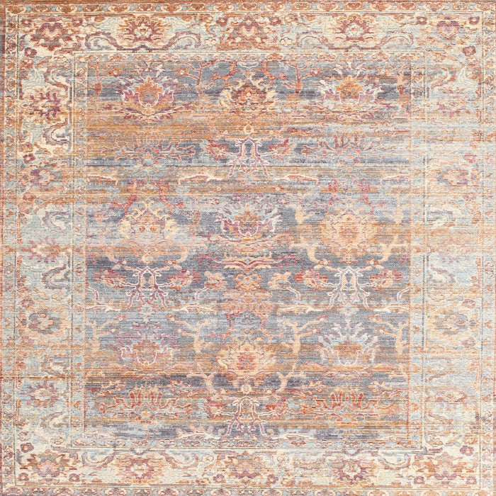 Square Traditional Light Copper Gold Persian Rug, tr2101