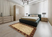 Machine Washable Traditional Saddle Brown Rug in a Bedroom, wshtr2102