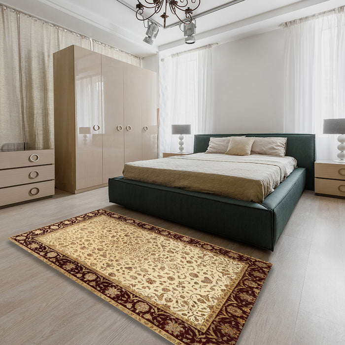 Traditional Saddle Brown Oriental Rug in a Bedroom, tr2102