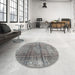 Round Traditional Ash Gray Persian Rug in a Office, tr2104