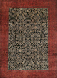 Machine Washable Traditional Saffron Red Rug, wshtr2105