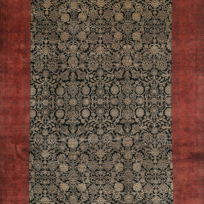 Machine Washable Traditional Saffron Red Rug, wshtr2105