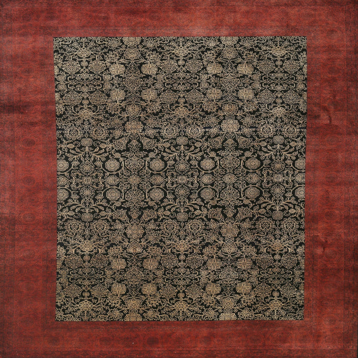 Square Traditional Saffron Red Persian Rug, tr2105