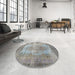 Round Traditional Sandstone Brown Persian Rug in a Office, tr2107