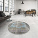 Round Machine Washable Traditional Sandstone Brown Rug in a Office, wshtr2107