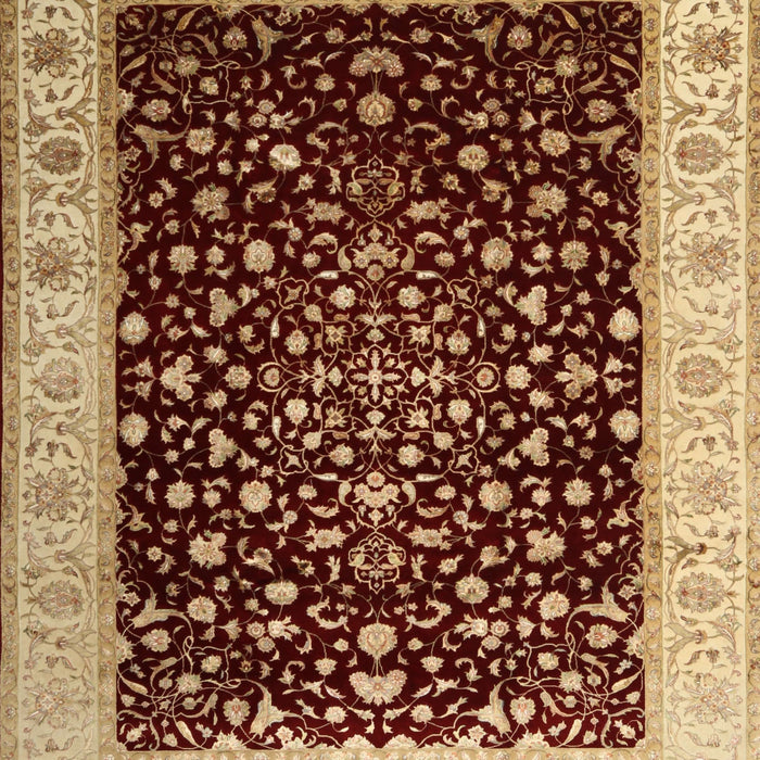 Machine Washable Traditional Saffron Red Rug, wshtr2109