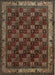 Machine Washable Traditional Dark Almond Brown Rug, wshtr210