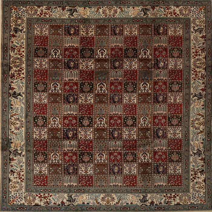 Square Traditional Dark Almond Brown Persian Rug, tr210