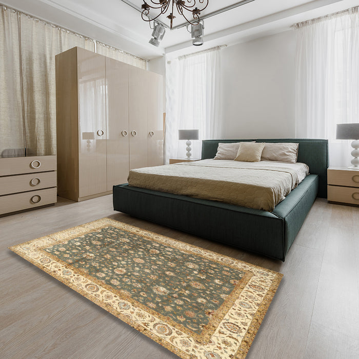 Machine Washable Traditional Brown Rug in a Bedroom, wshtr2110