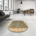 Round Machine Washable Traditional Brown Rug in a Office, wshtr2110