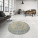 Round Traditional Sage Green Persian Rug in a Office, tr2113