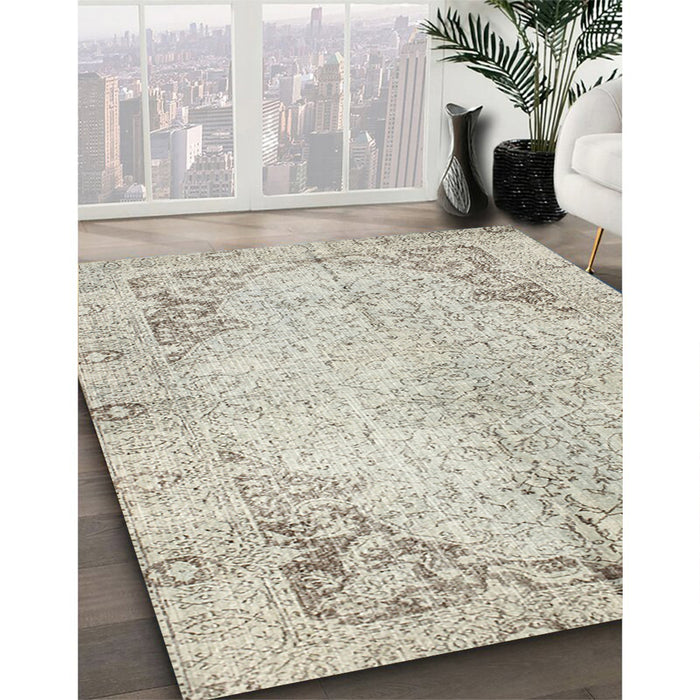 Machine Washable Traditional Tan Brown Gold Rug in a Family Room, wshtr2114