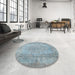 Round Traditional Light Slate Gray Persian Rug in a Office, tr2115