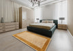 Machine Washable Traditional Orange Rug in a Bedroom, wshtr2116