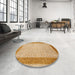 Round Machine Washable Traditional Orange Rug in a Office, wshtr2116