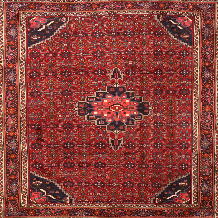 Round Machine Washable Traditional Red Rug, wshtr2117