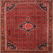 Round Machine Washable Traditional Red Rug, wshtr2117