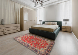 Traditional Camel Brown Medallion Rug in a Bedroom, tr2118