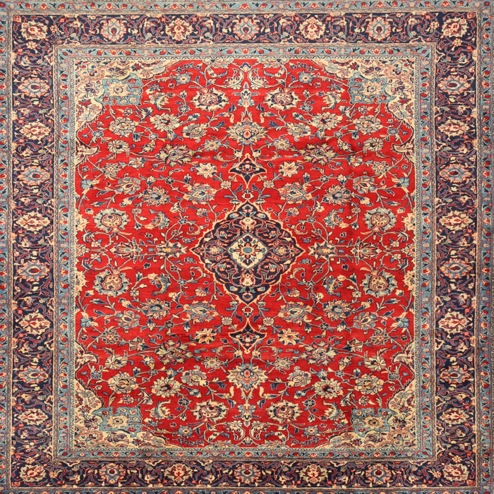 Square Traditional Camel Brown Medallion Rug, tr2118