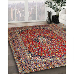 Traditional Saffron Red Medallion Rug in Family Room, tr2119