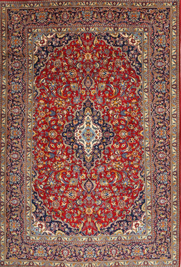 Machine Washable Traditional Saffron Red Rug, wshtr2119