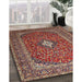 Traditional Saffron Red Medallion Rug in Family Room, tr2119