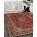 Traditional Saffron Red Medallion Rug in Family Room, tr2120