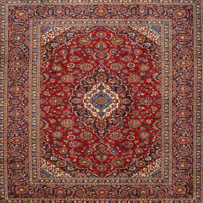 Square Traditional Saffron Red Medallion Rug, tr2120