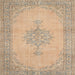 Round Machine Washable Traditional Orange Brown Rug, wshtr2121