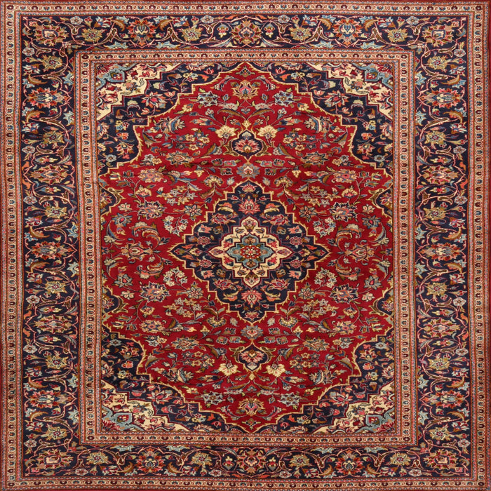 Round Machine Washable Traditional Saffron Red Rug, wshtr2122