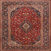 Round Machine Washable Traditional Saffron Red Rug, wshtr2122