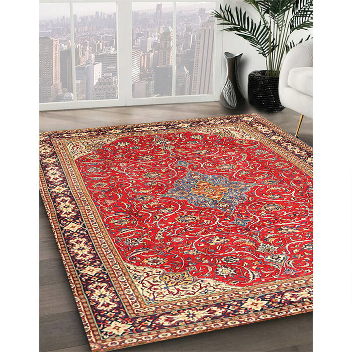 Traditional Sand Brown Persian Rug in Family Room, tr2124