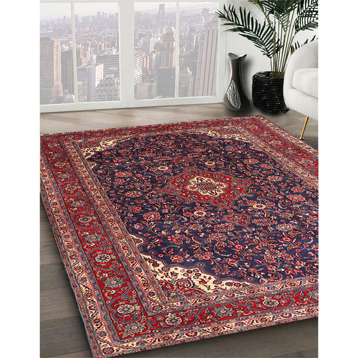 Traditional Dark Almond Brown Persian Rug in Family Room, tr2126