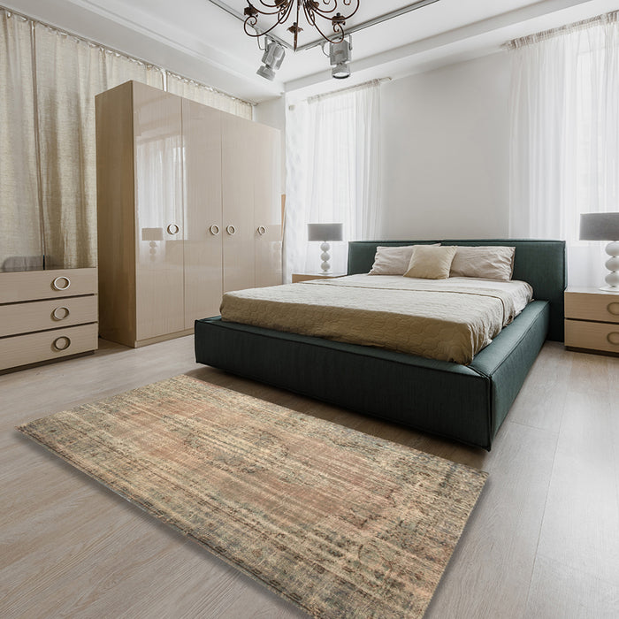 Traditional Dark Almond Brown Persian Rug in a Bedroom, tr2127