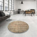 Round Traditional Dark Almond Brown Persian Rug in a Office, tr2127