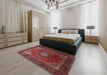 Machine Washable Traditional Dark Almond Brown Rug in a Bedroom, wshtr2128