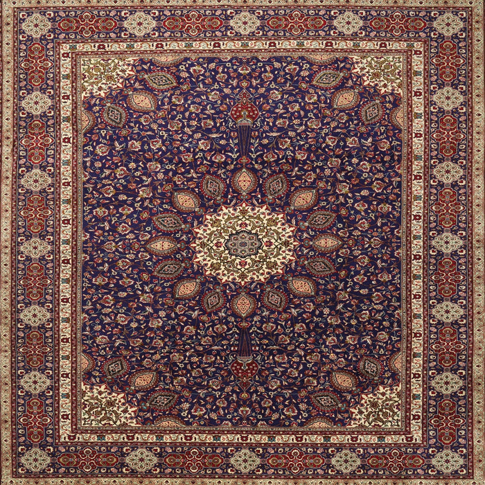 Square Traditional Orange Salmon Pink Medallion Rug, tr2129