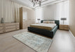 Traditional Silver Gray Persian Rug in a Bedroom, tr2130