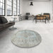 Round Machine Washable Traditional Silver Gray Rug in a Office, wshtr2130