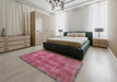 Machine Washable Traditional Dark Pink Rug in a Bedroom, wshtr2131