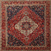 Square Traditional Saffron Red Medallion Rug, tr2135