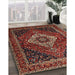 Traditional Saffron Red Medallion Rug in Family Room, tr2135