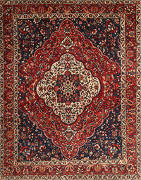 Machine Washable Traditional Saffron Red Rug, wshtr2135